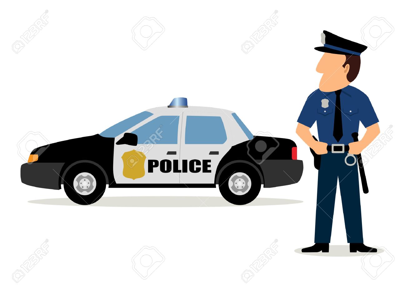 警官と警察の車の簡単な漫画 のイラスト素材 ベクタ Image 3462