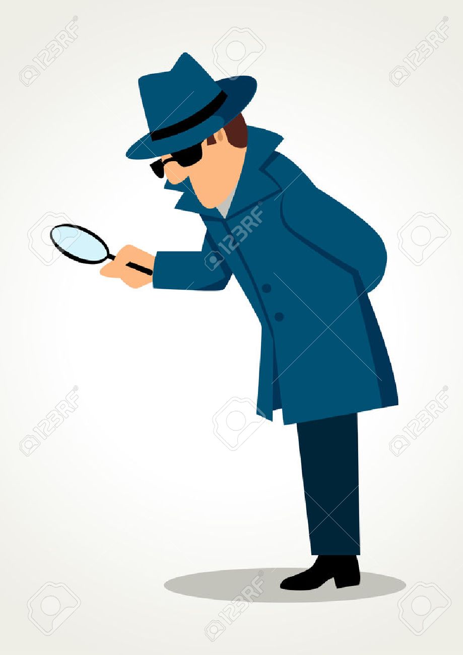 Simple cartoon of a detective holding a magnifying glass - 50934941 Simple cartoon of a detective holding a magnifying glass - 50934941