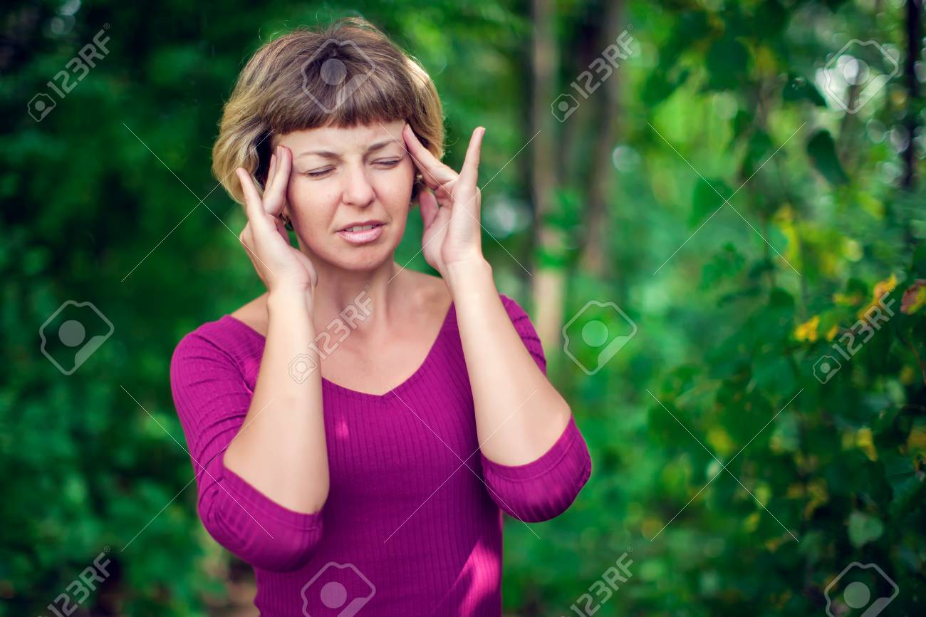 Young Blonde Short Hair Woman Having Serious Migrene Suffering