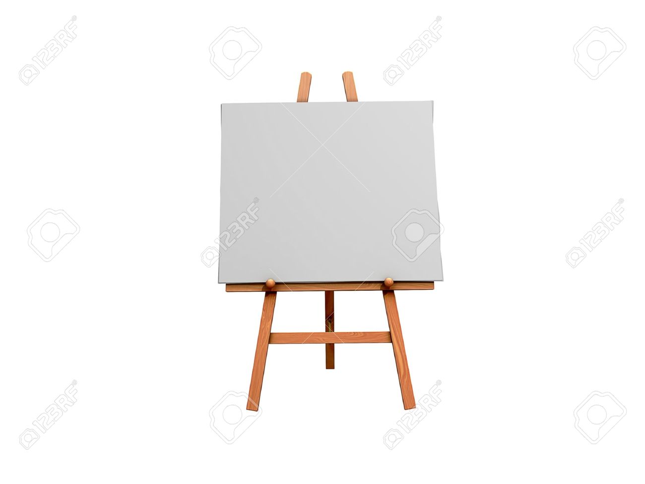 isolated 3d image of an art easel and blank canvas stock photo
