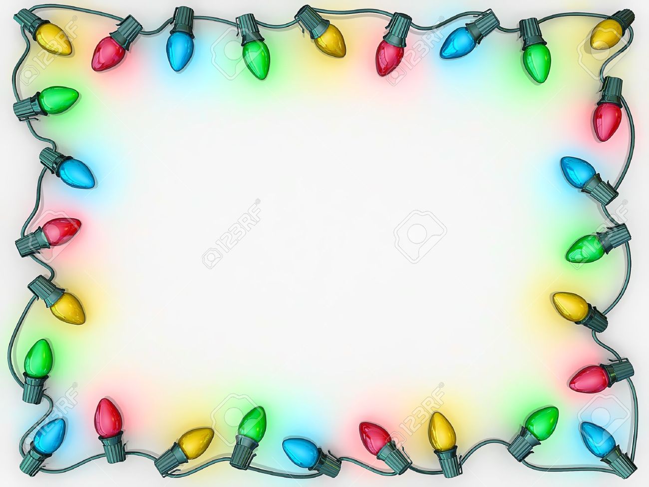christmas lights as a boarder to frame copy space stock photo