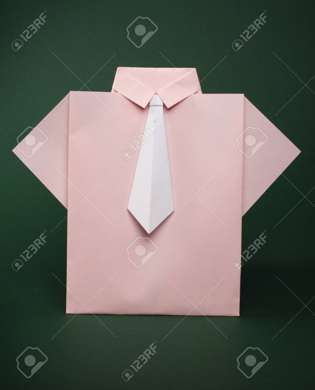 Isolated Paper Made Pink Shirt With White Tie Folded Origami Stock Photo Picture And Royalty Free Image Image