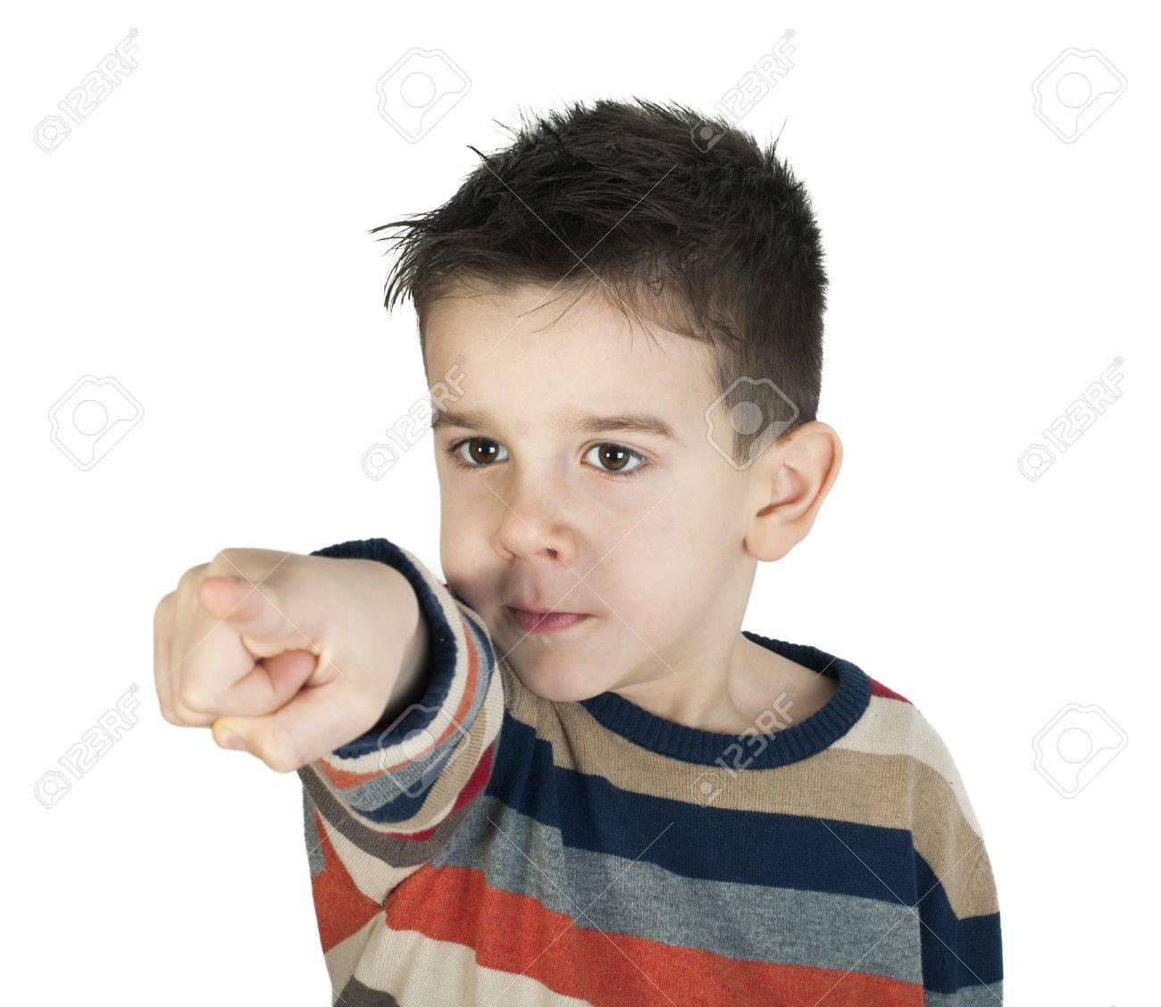 Kind Zeigt Mit Dem Finger Weiss Isoliert Lizenzfreie Fotos Bilder Und Stock Fotografie Image 18209128