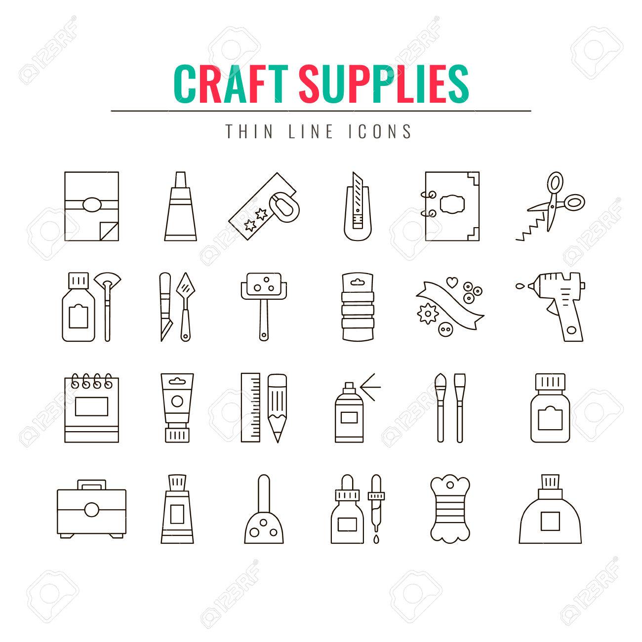 クラフト用品 材料 細い線のアイコンを設定します ウェブサイト クラフト用品 材料 細い線のアイコンを設定します ウェブサイト