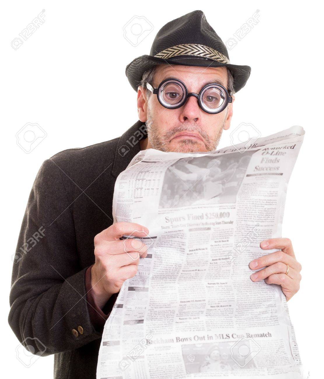 Funny Man Reading The Newspaper Stock Photo, Picture and Royalty Free  Image. Image 16693644., image size:1111x1300