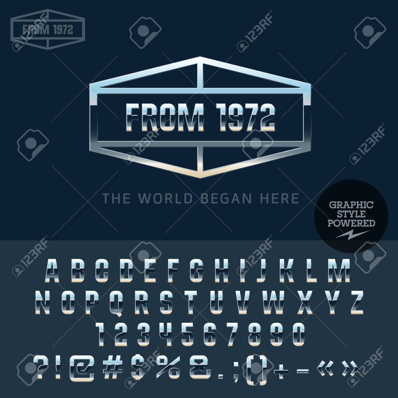 高級車店の銀ロゴ ベクトルは 文字 数字 および記号のセットです のイラスト素材 ベクタ Image