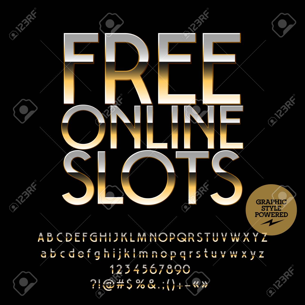 ベクトル カジノ ロゴ無料オンライン スロット 文字 数字 および記号のセットです グラフィック スタイルが含まれています のイラスト素材 ベクタ Image