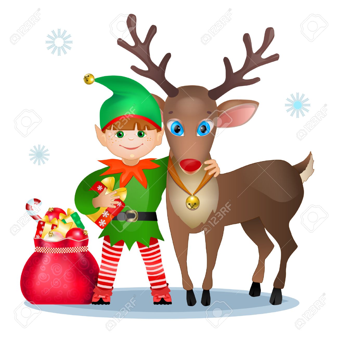 Funny Elf And Reindeer Christmas Card Stock Vector 24026883 Funny Elf And Reindeer Christmas Card Stock Vector 24026883