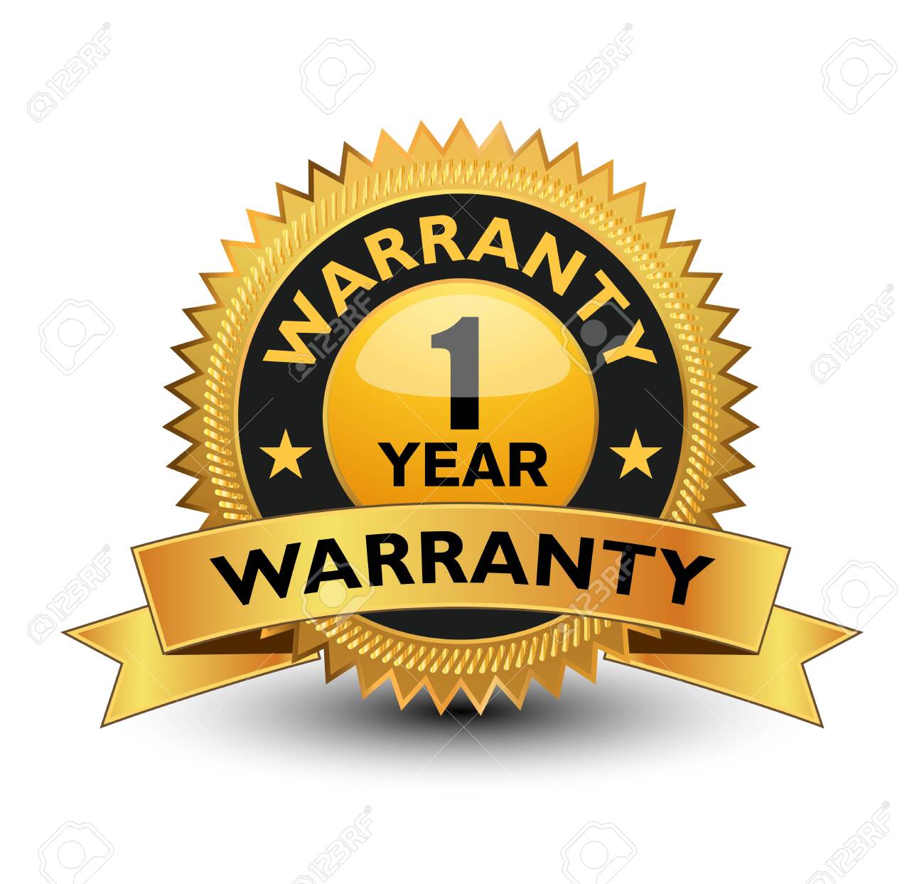 Exclusive High Quality 1 Year Warranty Golden Badge With Sleek.. Royalty Free Cliparts, Vectors, And Stock Illustration. Image 152736085.