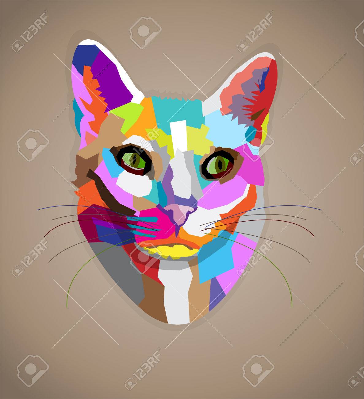 カラフルな猫のポップアート ポップアートスタイルのイラストカラフルな猫 | Premiumベクトル素材