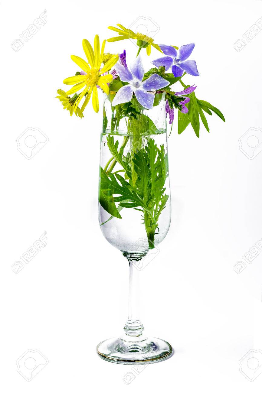 Flowers In Vase Champagne Flute Stock Photo Picture And Royalty