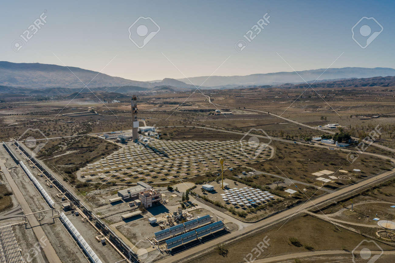 Drone aerial photography of the Plataforma Solar de AlmerÃa Center for research into solar energy use - 165012388 Drone aerial photography of the Plataforma Solar de AlmerÃa Center for research into solar energy use - 165012388