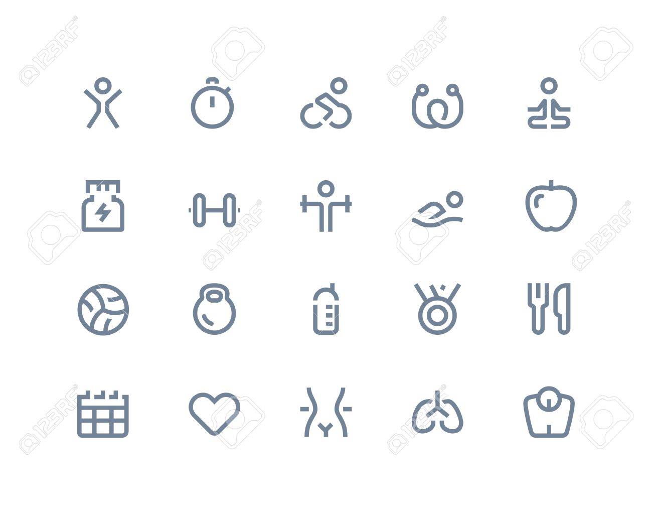 フィットネス ジムのアイコンを設定します ライン シリーズのイラスト素材 ベクタ Image