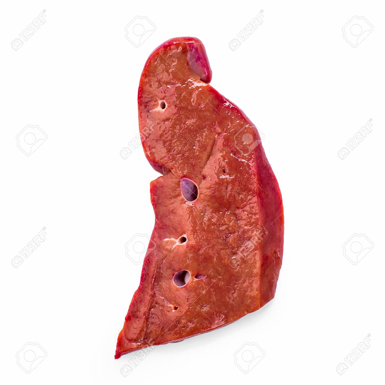 Frais De Foie De Veau Cru Isole Sur Blanc Vue De Dessus Banque D