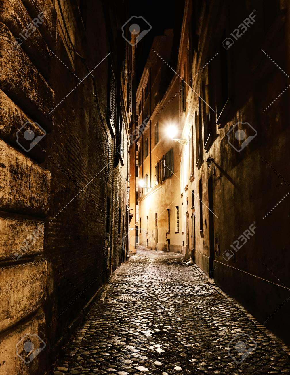 Alleyway In Rome At Night Vertical Shot Stock Photo Picture And Royalty Free Image Image