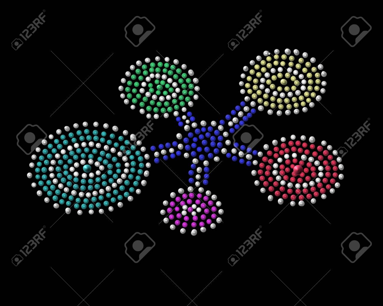 中央の水穴を描いたアボリジニのドット絵風のイラスト の写真素材 画像素材 Image