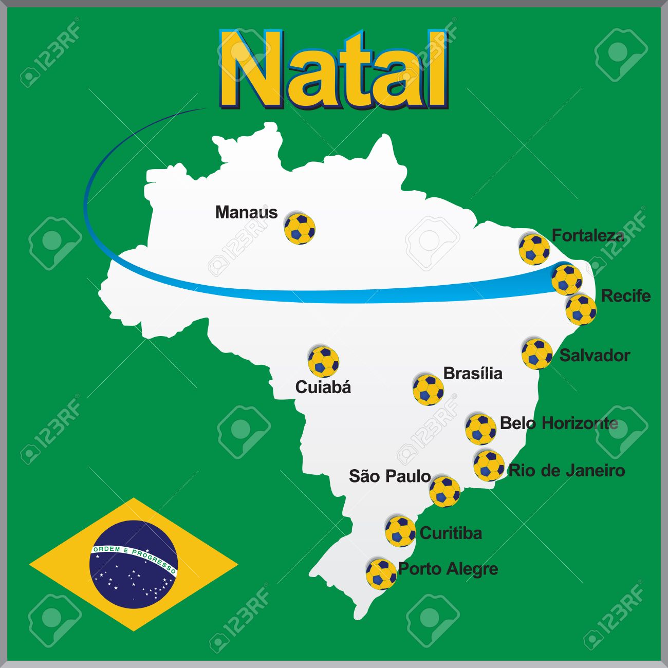 Natal Brasilien Karte Fussball Lizenzfrei Nutzbare Vektorgrafiken Clip Arts Illustrationen Image 25332294