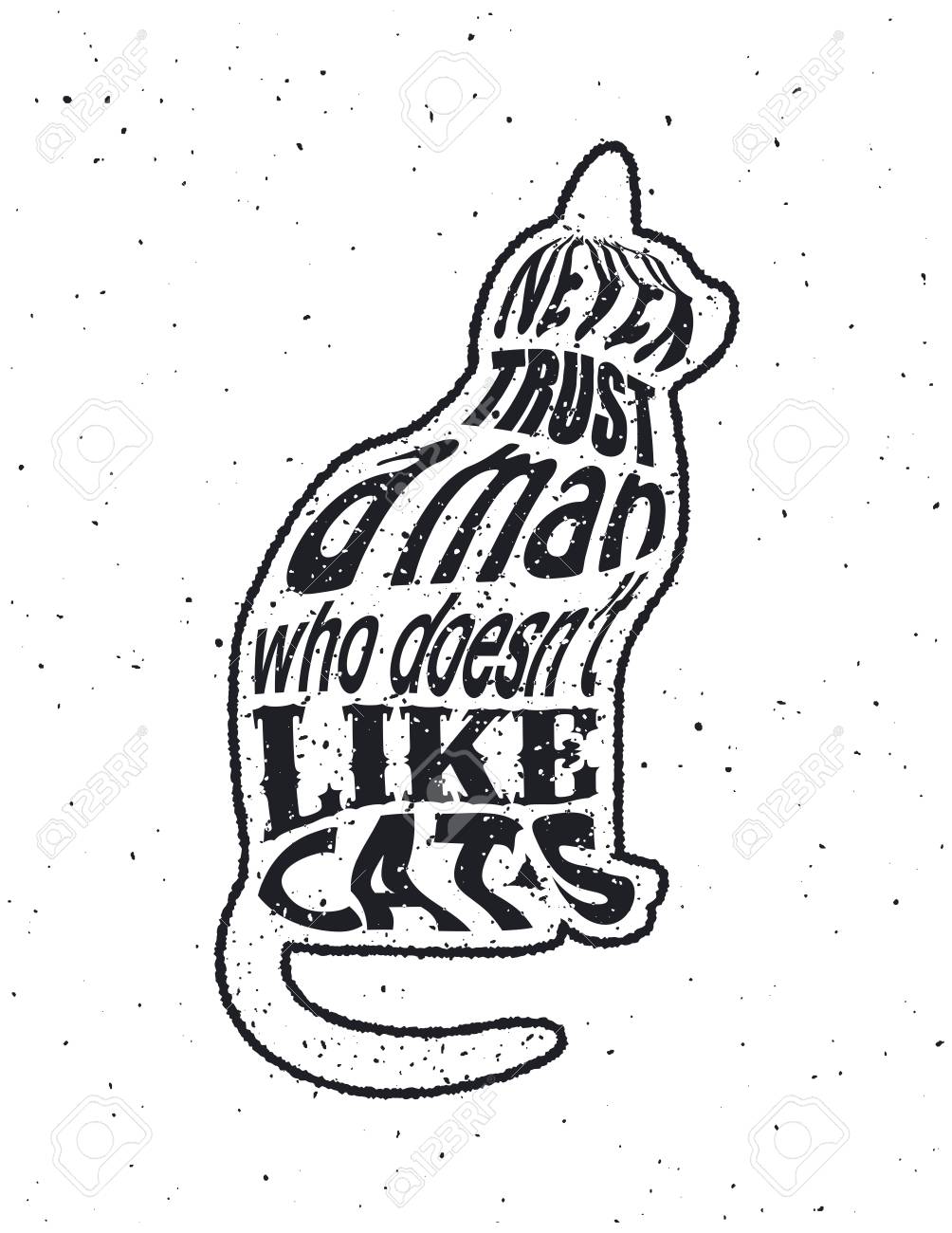 誤植を引用します ベクトル イラスト 猫好きではない人を信頼しないでください のイラスト素材 ベクタ Image