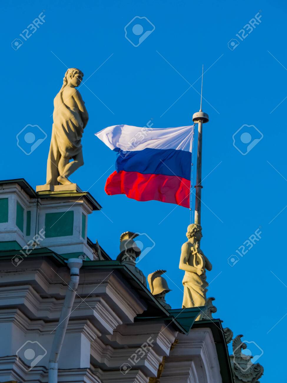 Waving Russian Flag On The Top Of The Hermitage Museum In St. Petersburg,  Russia Stock Photo, Picture and Royalty Free Image. Image 150523844.