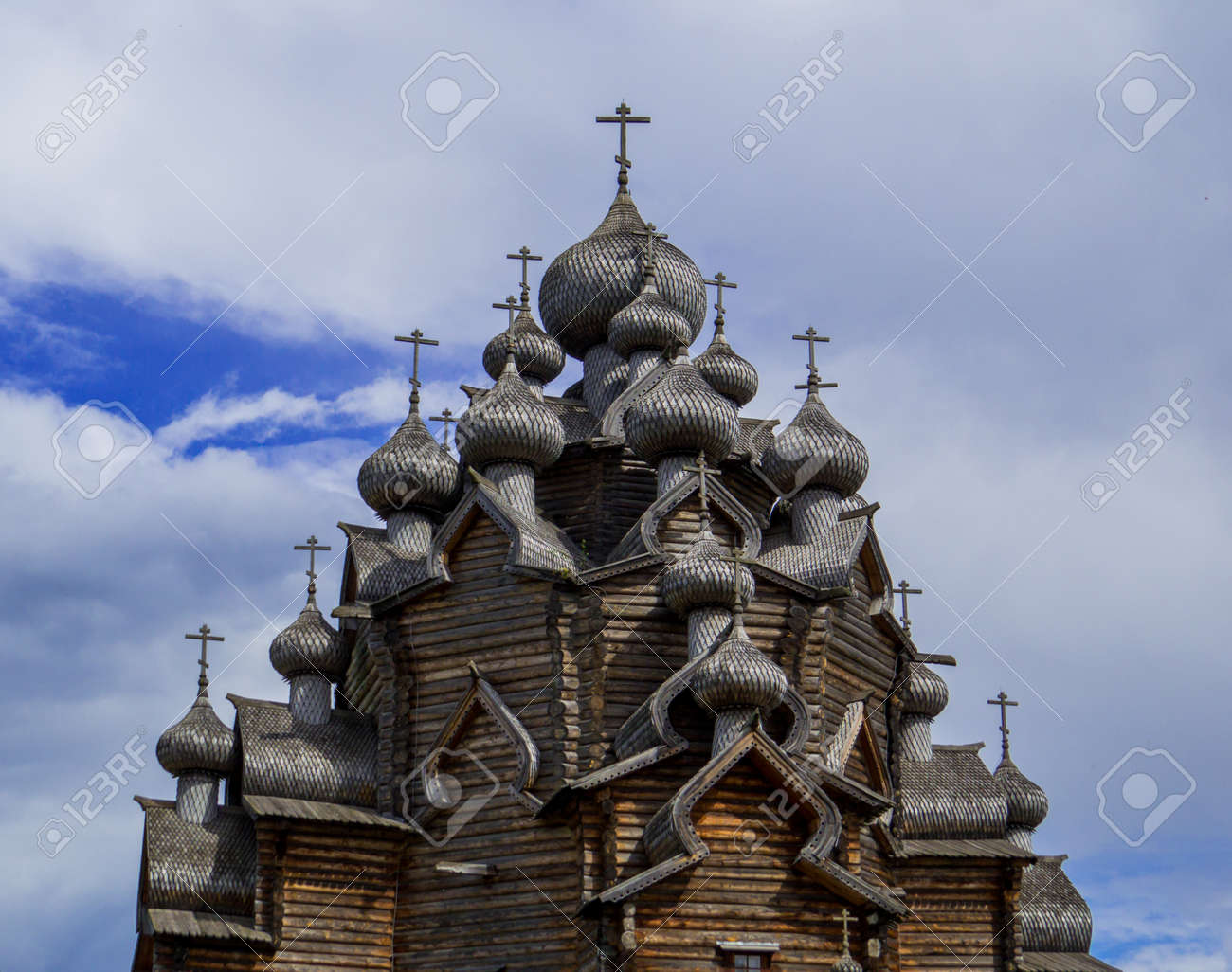 View of the wooden Church of the Intercession of the Holy Virgin in St. Petersburg, Russia - 151391707 View of the wooden Church of the Intercession of the Holy Virgin in St. Petersburg, Russia - 151391707