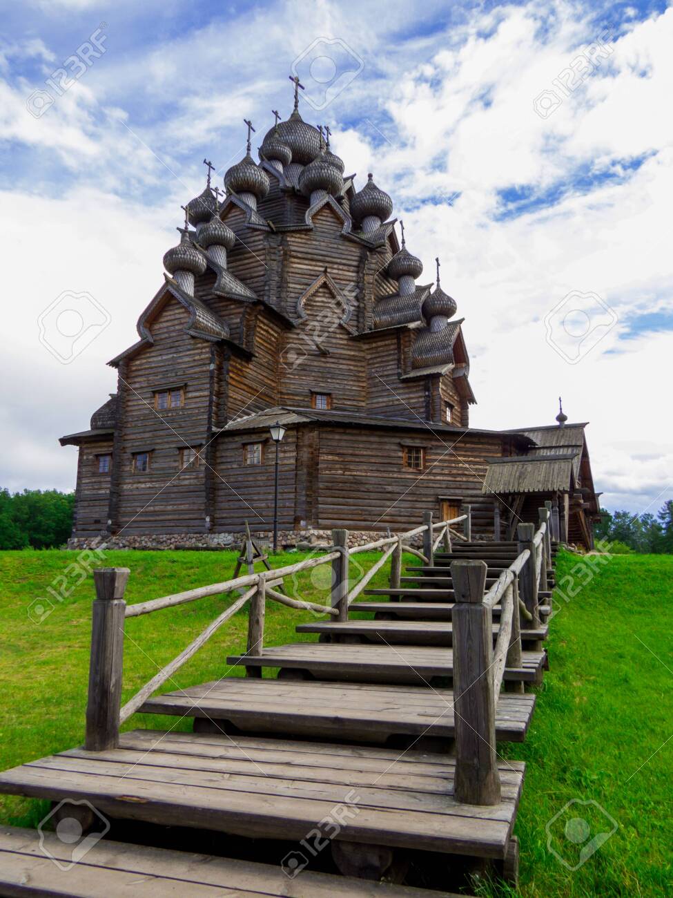 View of the wooden Church of the Intercession of the Holy Virgin in St. Petersburg, Russia - 151391730 View of the wooden Church of the Intercession of the Holy Virgin in St. Petersburg, Russia - 151391730