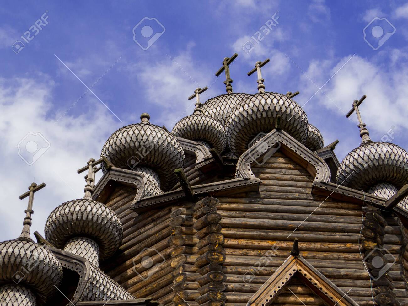View of the wooden Church of the Intercession of the Holy Virgin in St. Petersburg, Russia - 151391751 View of the wooden Church of the Intercession of the Holy Virgin in St. Petersburg, Russia - 151391751