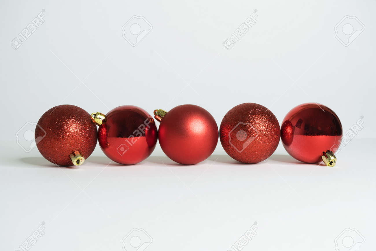 Red christmas balls with white background - 157694547 Red christmas balls with white background - 157694547