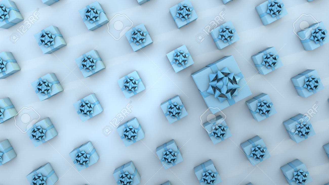 Minimal composition background of blue gift box. 3D Render - 163518769 Minimal composition background of blue gift box. 3D Render - 163518769