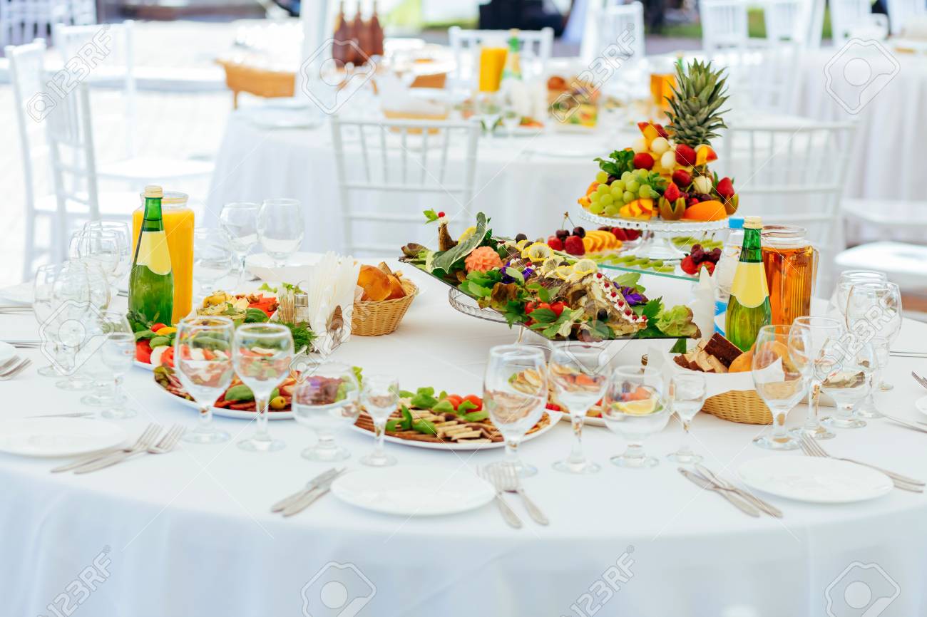 Catering Service Set Table For Party Or Wedding Banquet Reception Stock Photo Picture And Royalty Free Image Image 60650515