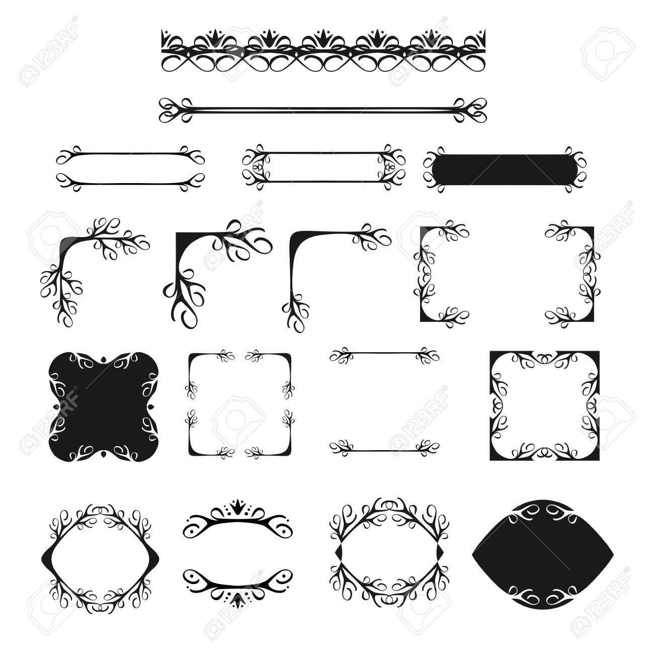 Set Of Ornament Vintage Decorative Frames, Dividers, Labels ...