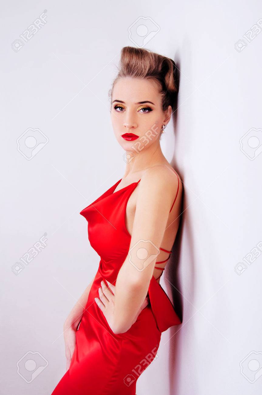 sexy red satin dress