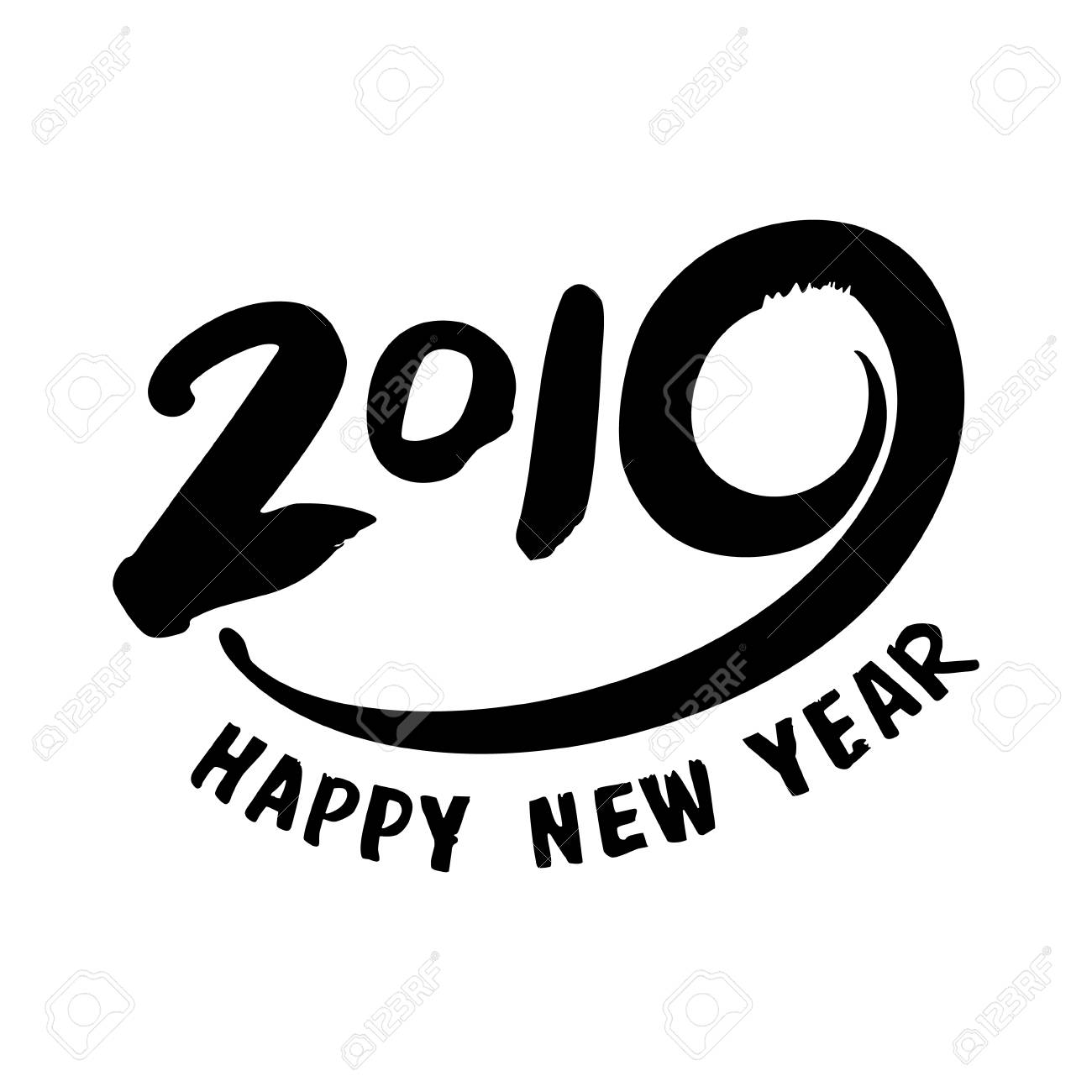 design template with calligraphy for 2019 happy new year black