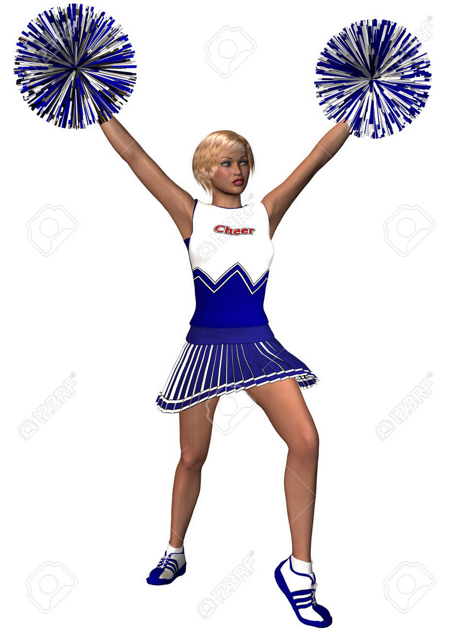 Cheerleader With Pompoms Stock Photo Picture And Royalty Free Image Image