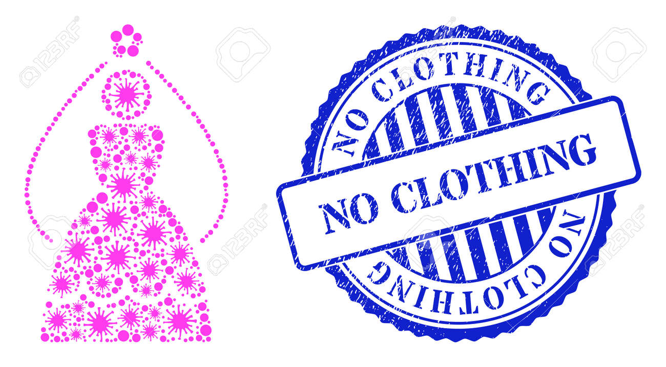 Coronavirus collage bride icon, and grunge NO CLOTHING seal stamp. Bride mosaic for pandemic templates, and grunge round blue stamp imprint. Vector mosaic is organized of random infection elements. - 172186539 Coronavirus collage bride icon, and grunge NO CLOTHING seal stamp. Bride mosaic for pandemic templates, and grunge round blue stamp imprint. Vector mosaic is organized of random infection elements. - 172186539