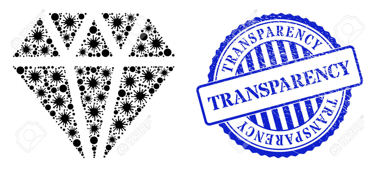 Bacilla mosaic adamant crystal icon, and grunge TRANSPARENCY seal stamp. Adamant crystal collage for breakout templates, and grunge round blue stamp. - 172186457 Bacilla mosaic adamant crystal icon, and grunge TRANSPARENCY seal stamp. Adamant crystal collage for breakout templates, and grunge round blue stamp. - 172186457