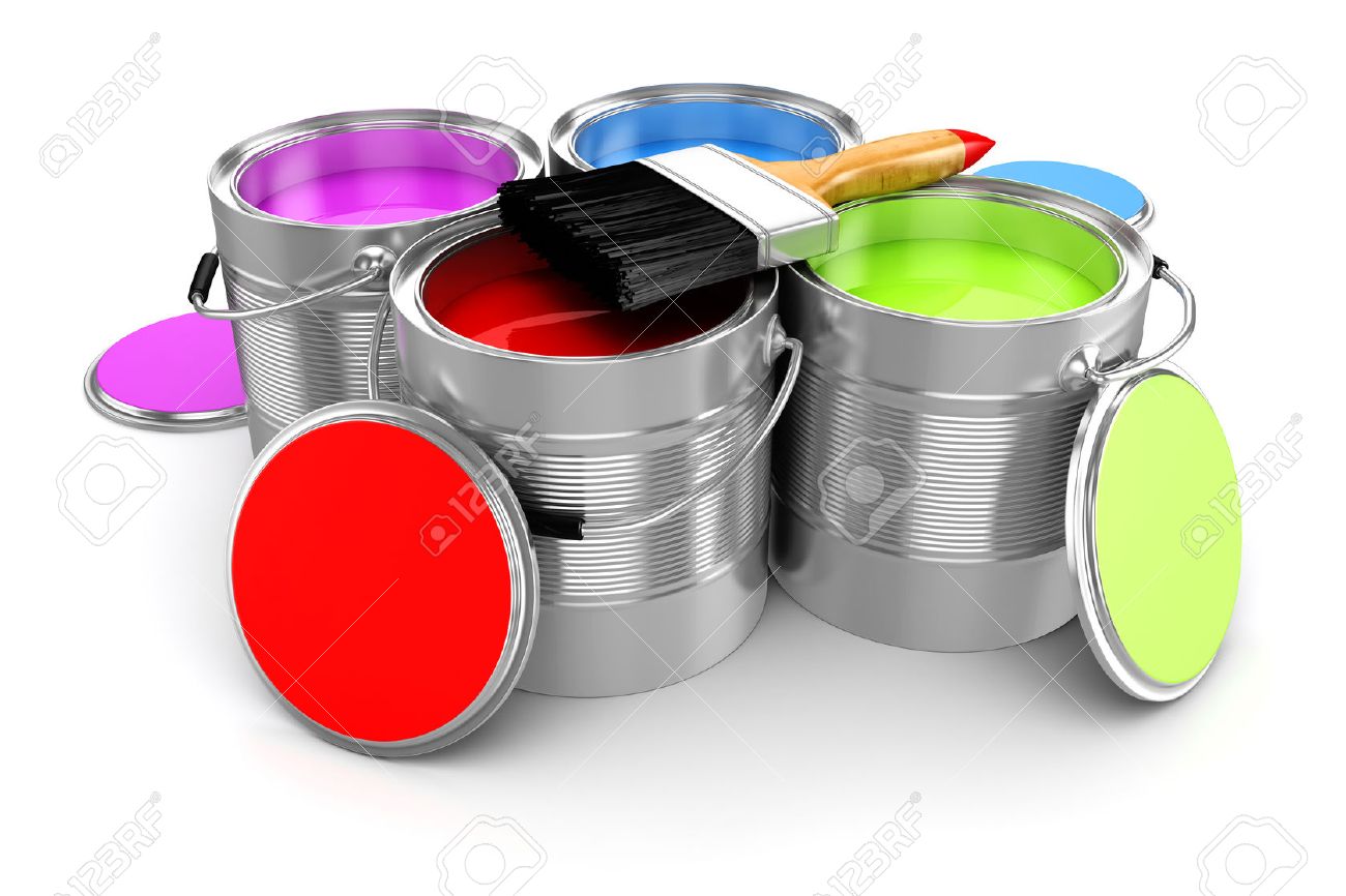 3d Render Of Colorful Paint Bucket On White Background Stock Photo, Picture  and Royalty Free Image. Image 29654485.