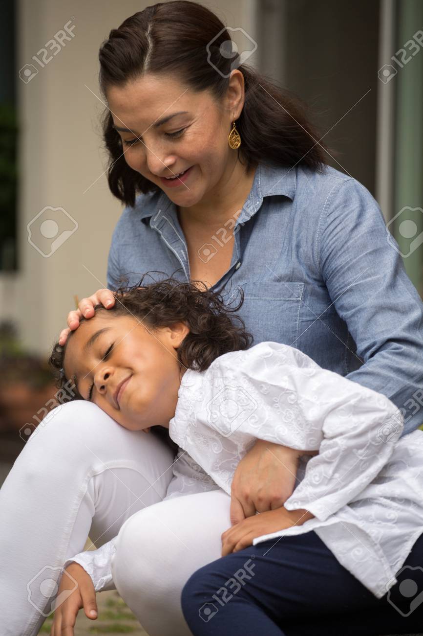Hispanic Mother And Her Daughter. Stock Photo, Picture and Royalty Free  Image. Image 92922706., image size:866x1300