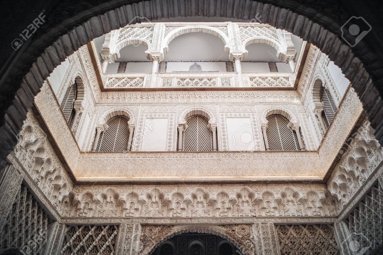 amazing example of the moorish architecture in seville stock photo