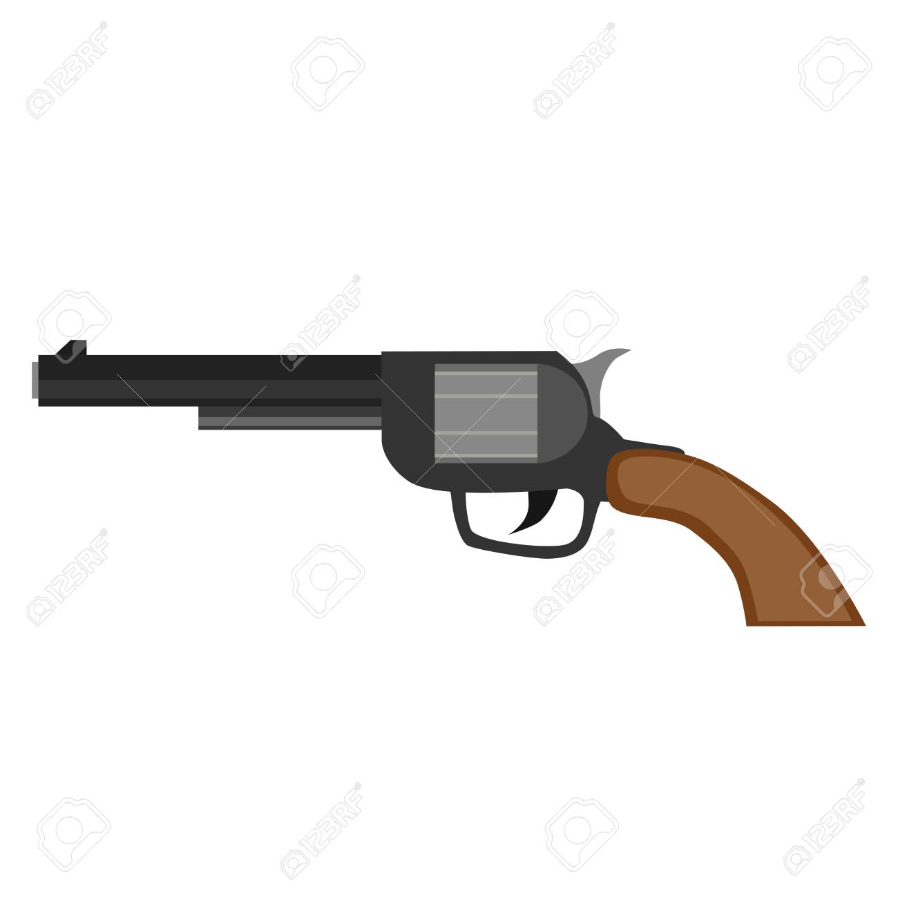 revolver gun pistol vector vintage handgun weapon illustration
