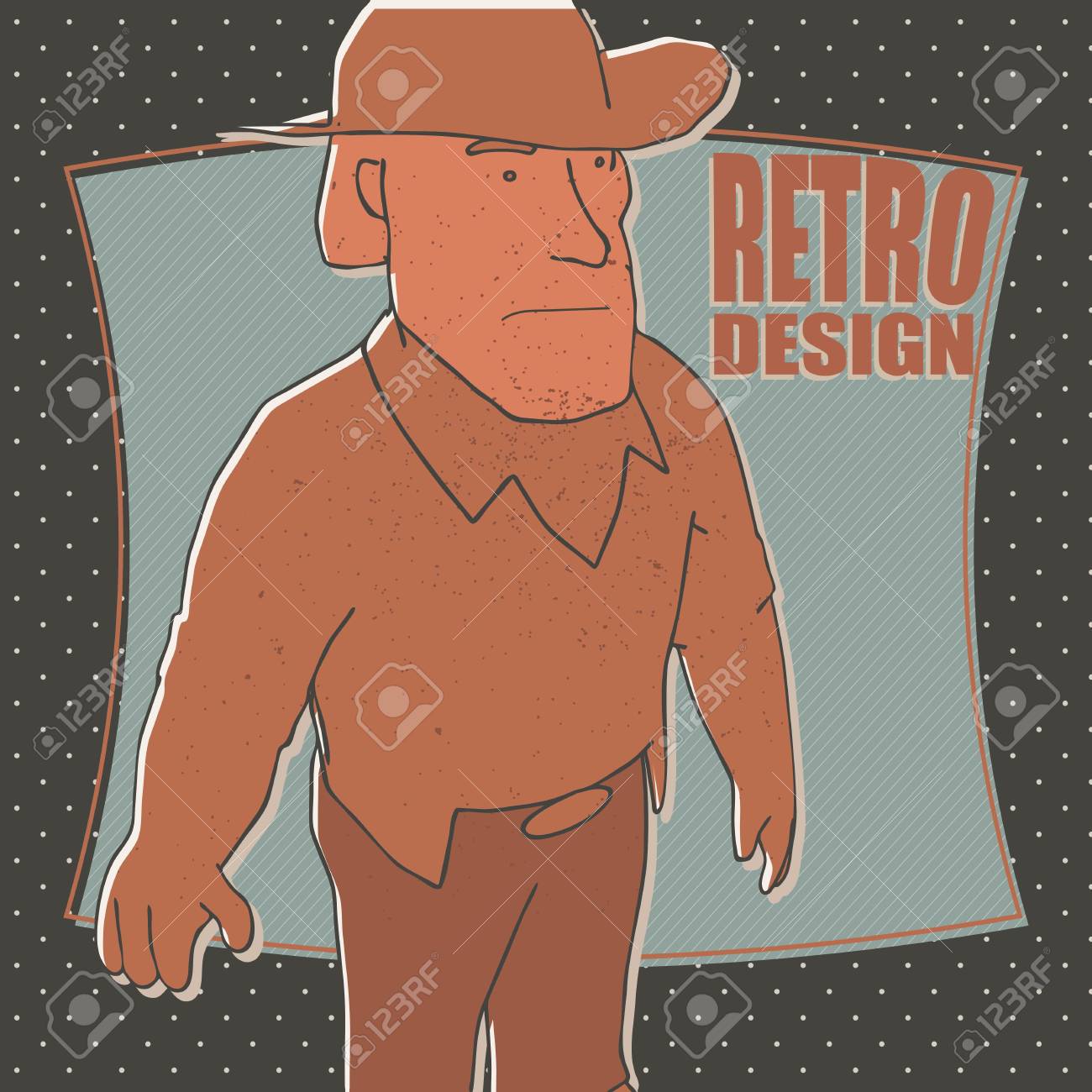 帽子と投げ縄のベクトル図に面白いカウボーイのイラスト素材 ベクタ Image