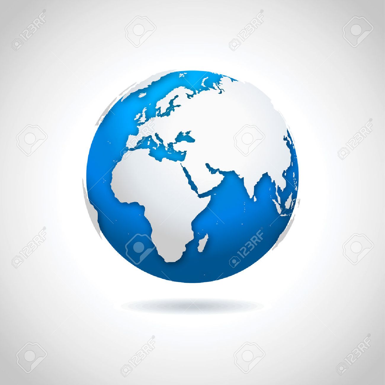 ドロップ シャドウ効果を伴ってブルー ホワイト グローブ シンボルのベクター イラストです のイラスト素材 ベクタ Image