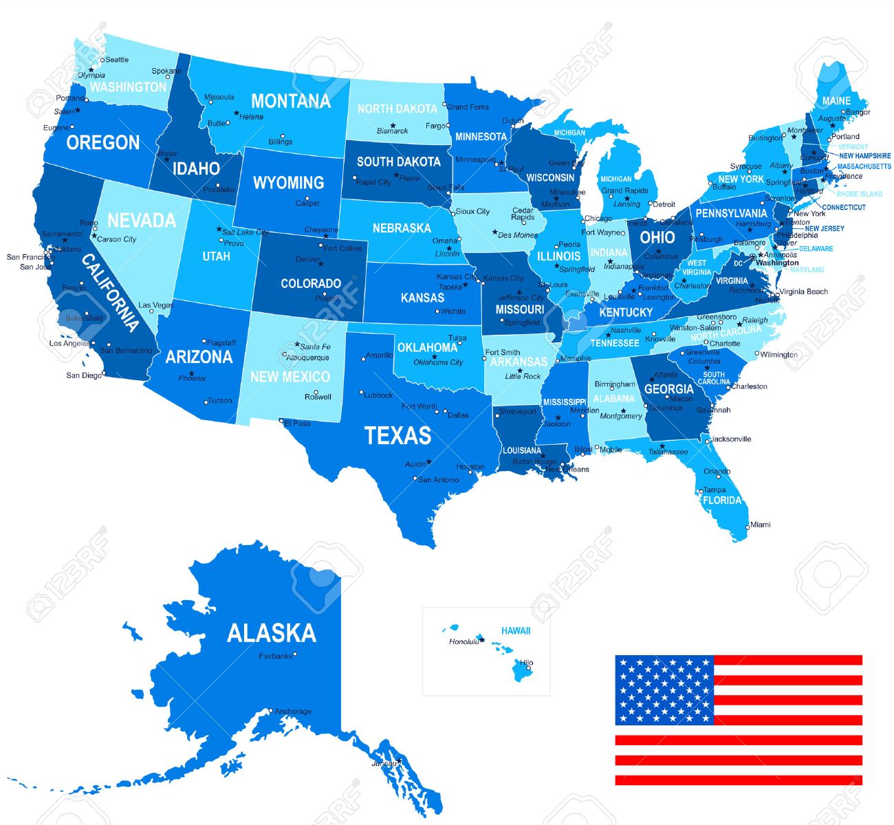 united states usa map flag and navigation icons illustration united states map illustration