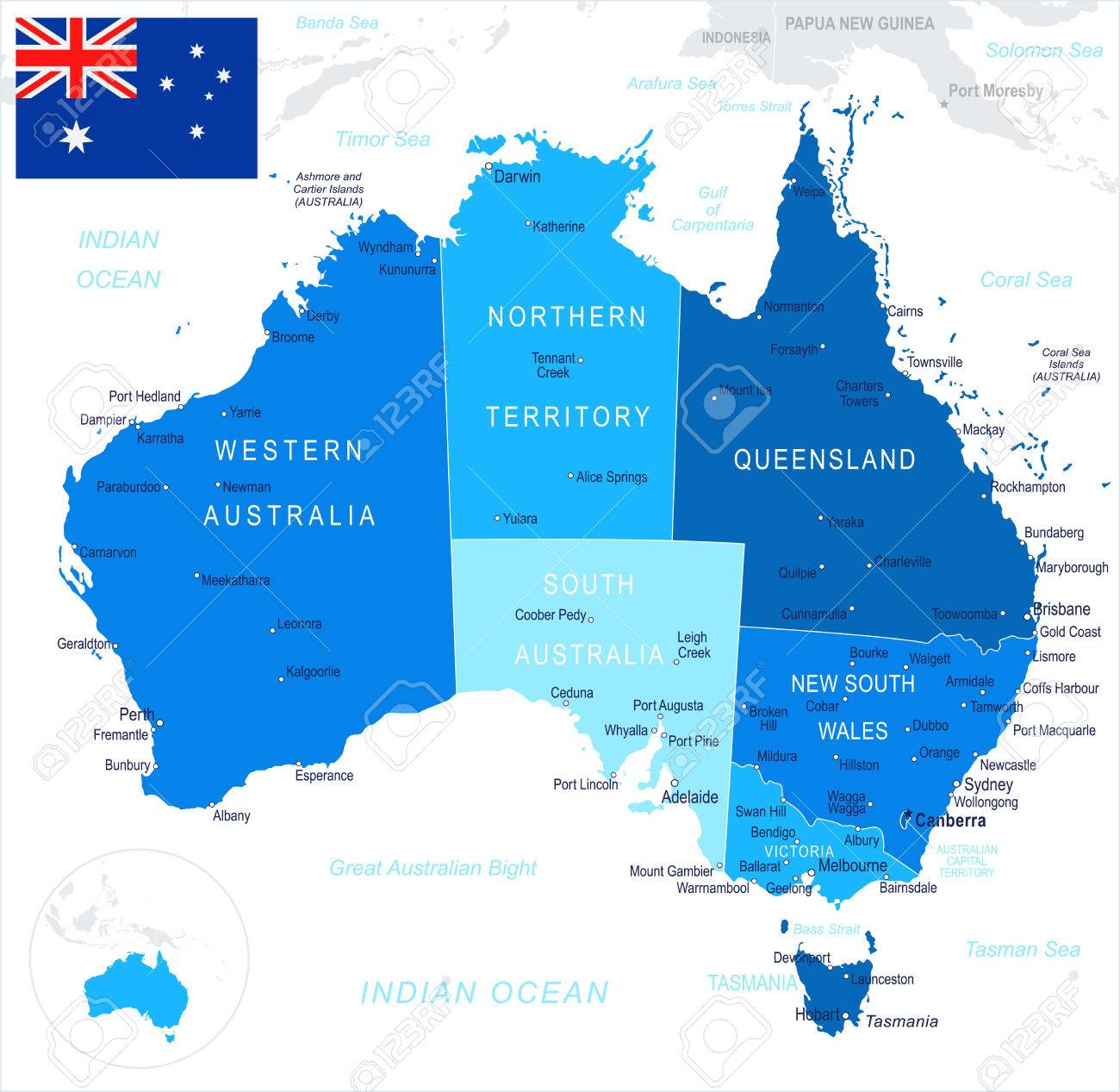 australia map and flag highly detailed vector illustration stock vector 76578906