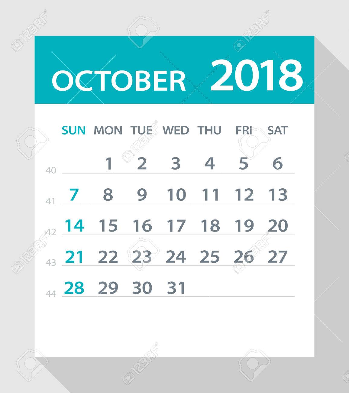 october 2018 calendar leaf vector illustration royalty free october calendar clipart