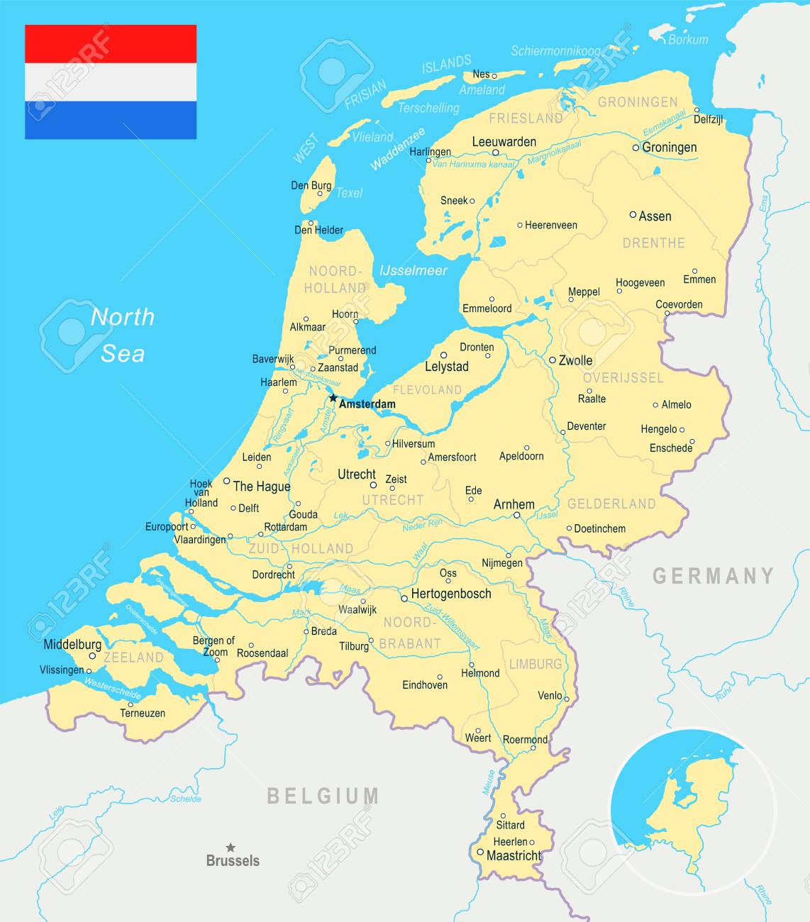 netherlands map and flag vector illustration stock vector 81307495