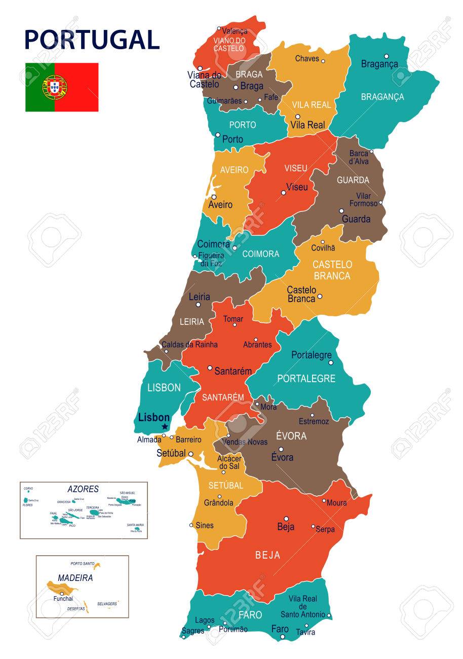 Mapa De Portugal Clipart De Stock, Royalty-Free