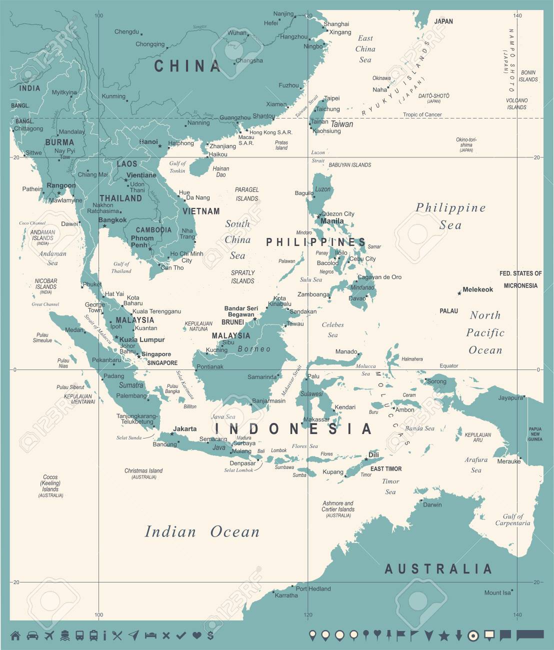 southeast asia map vintage detailed vector illustration stock vector 84928995