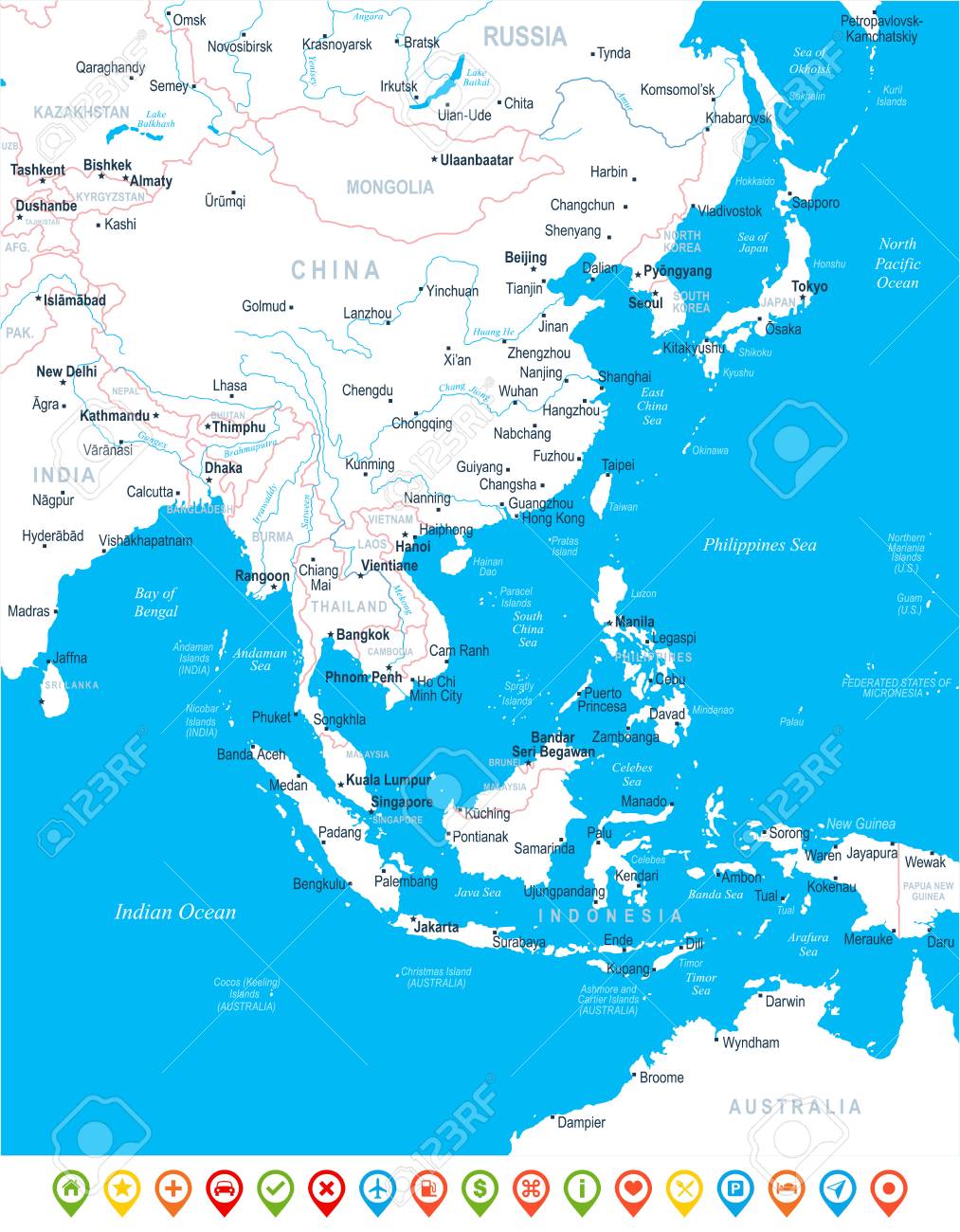 東アジア地図 詳細なベクトル図 のイラスト素材 ベクタ Image