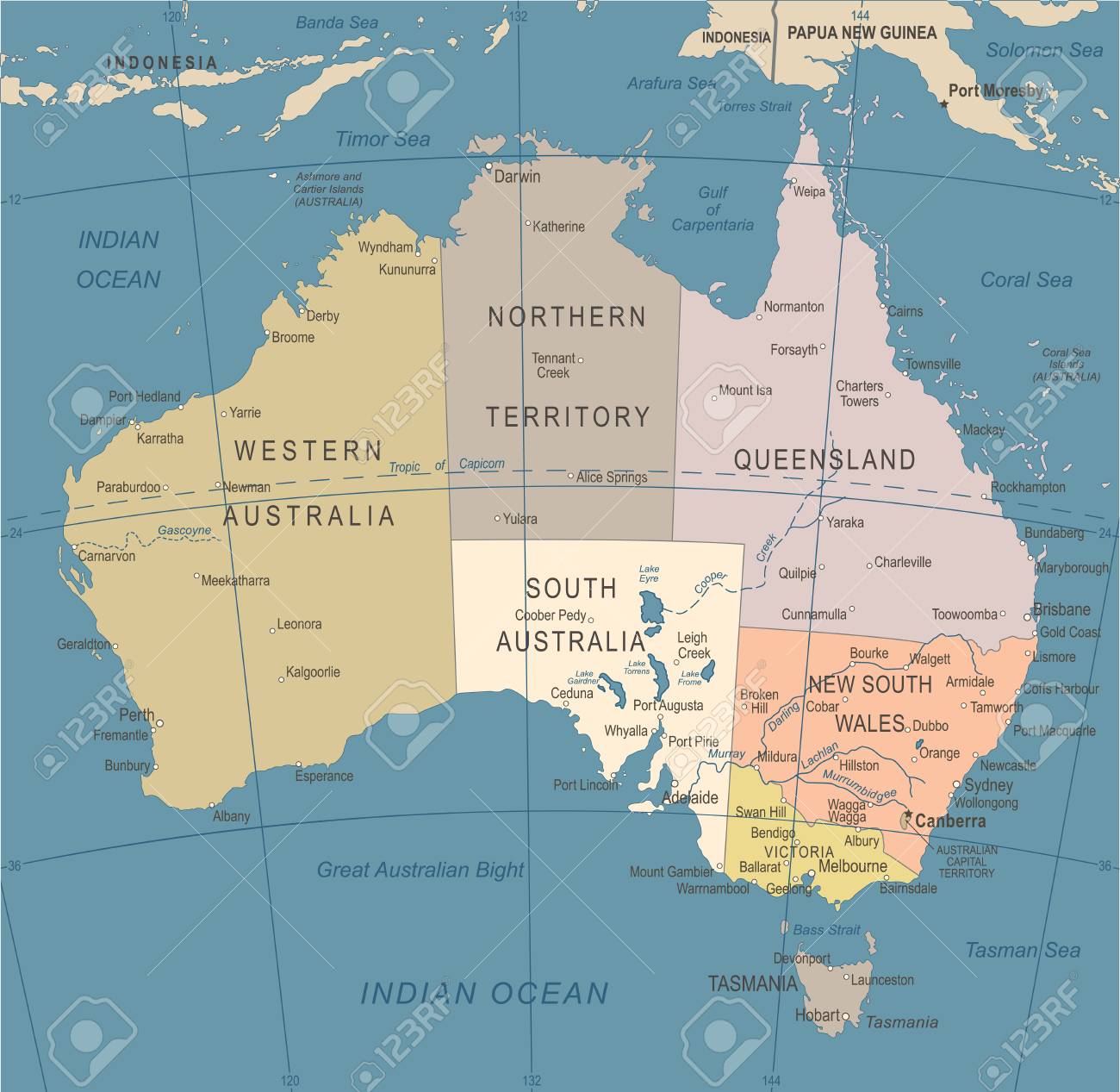 オーストラリア地図 ヴィンテージの詳細なベクトル図 のイラスト素材 ベクタ Image 4230