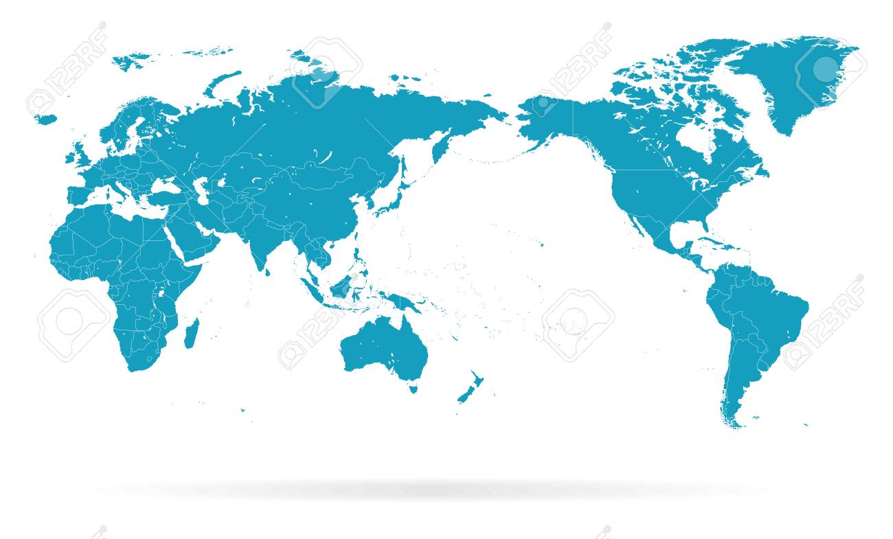 world map outline contour silhouette asia in center vector